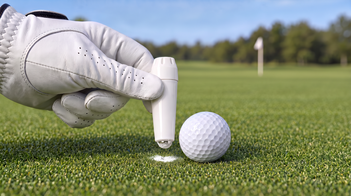 Marc-It: reveal beside a golf ball on the putting green.