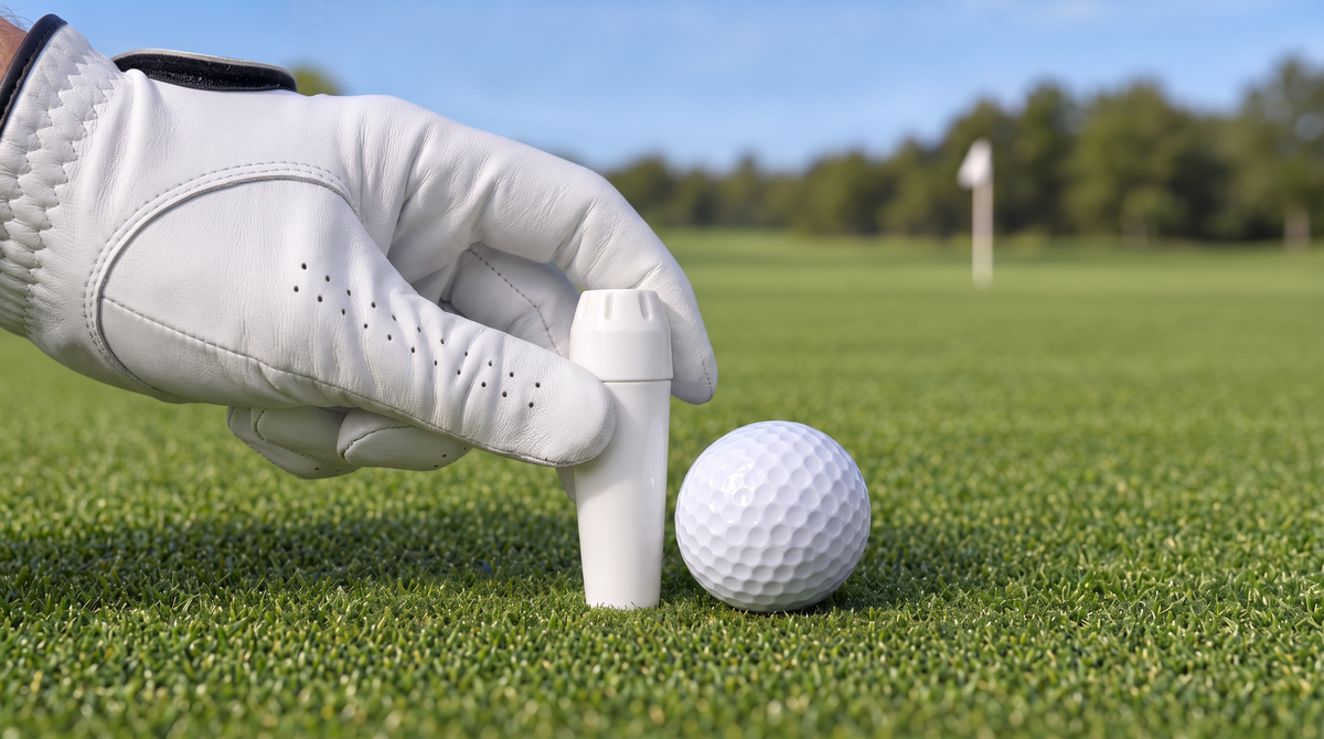 Marc-It: press beside a golf ball on the putting green.